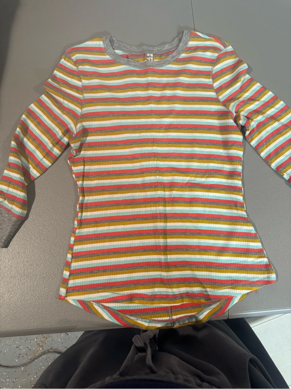 Free People Kids Long Sleeve Ribbed Bodysuit - Yellow, Red, Green, Blue, Gray